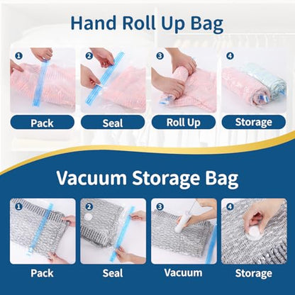 Vacuum Storage Bags with Electric Pump, 12 Pack | Stores Blankets & Comforters, 2 Jumbo 2 Large 3 Medium 3 Small 2 Roll-Up Bags, Electric Pump Included, Reusable Storage - size: 12 Combo