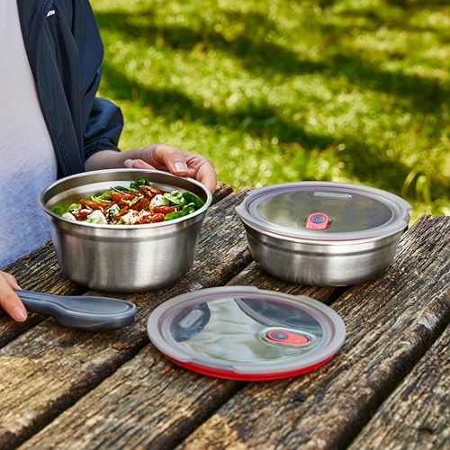 BLACK + BLUM Lunch Bowl - Reusable Meal Prep Containers for Picnic & Camping - Microwavable Stainless Steel Lunch & Dinner Food Storage Box with Leak Proof Lid - Dishwasher & Oven Safe - Medium 32oz - size: Large Bowl (950ml)