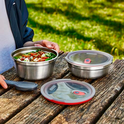 BLACK + BLUM Lunch Bowl - Reusable Meal Prep Containers for Picnic & Camping - Microwavable Stainless Steel Lunch & Dinner Food Storage Box with Leak Proof Lid - Dishwasher & Oven Safe - Medium 32oz - size: Large Bowl (950ml)