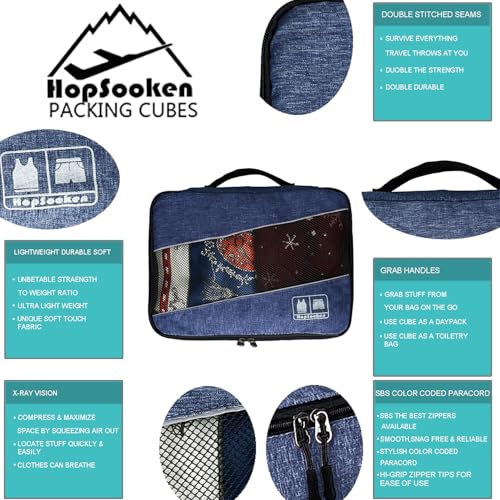 5 Set Packing Cubes for Travel Large Suitcase Luggage Organizer Bags Travel Accessories Vacation 4 Cubes 1 Laundry Pouch Bag - color: Snow Darkblue