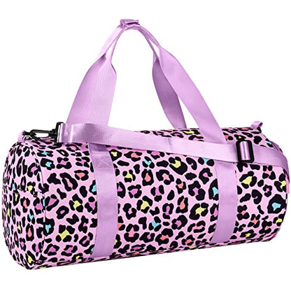 Choco Mocha Kids Duffle Bag, Girls Cheetah Weekender Overnight Bags for Little Girl Dance Bag Ages 6-8, Pink - color: Cheetah-Pink