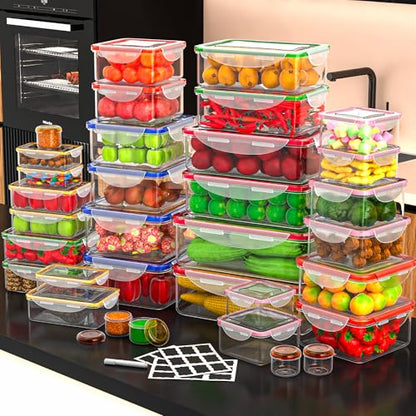 70 Pcs Large Food Storage Containers with Lids Airtight-2500ML to Small Box,Total 22812 ML Stackable Kitchen Bowls Set(35 Containers,35 Lids)-BPA Free Leak proof Plastic Boxes-Microwave safe - color: 70Pcs