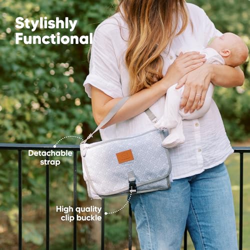 KeaBabies Portable Diaper Changing Pad, Travel, Car - Large Waterproof Baby Changing Mat, Wipeable, Padded, On The Go Travel Diaper Clutch Bag, Easy to Use Pockets for Newborn Essentials (Gray Mod) - color: Gray Mod