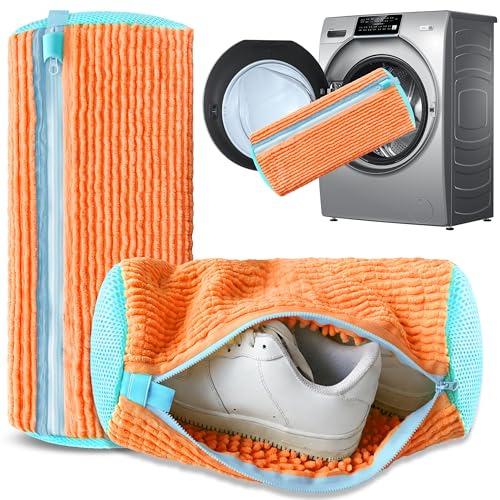 2Pcs Reusable Shoe Washing Machine Bag for Washer and Dryer:Free Up Hands, Prevent Deformation,shoe bag with Zipper Protection Design, Use for all Shoes,Sports Shoes(Yellow) (A-Orange) - color: A3-Orange