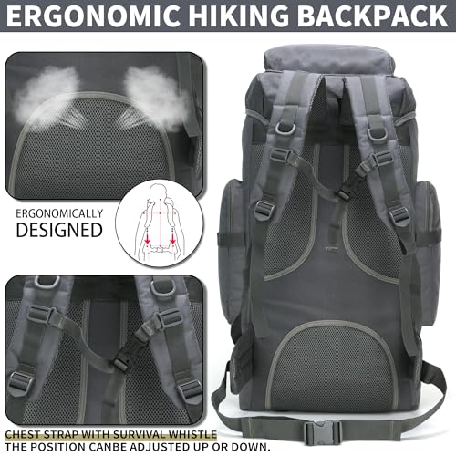 Hiking Backpack for Men 70L/100L Camping Backpack Military Rucksack Molle 3 Days Assault Pack for Climbing | Camping Backpack - color: 70l-gray