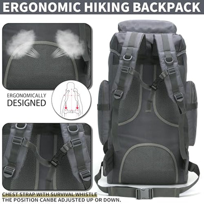 Hiking Backpack for Men 70L/100L Camping Backpack Military Rucksack Molle 3 Days Assault Pack for Climbing | Camping Backpack - color: 70l-gray