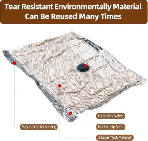 15 Pack Vacuum Compression Bags for Travel, Carry-on Size Seal Packing Cubes for Luggage,Vacuum Storage Bags, Space Saver for Clothes 80% for Travel & Home(No pump) - style: 15 Vacuum Bags