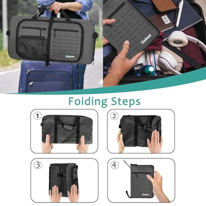 Foldable Travel Duffle Bag for Men Women, Waterproof with Shoe Compartment, 80L 120L Large Collapsible Luggage Bag, Lightweight Packable Duffel for Travel Sports Gym Airline Carry On Checked Bag - color: Grey