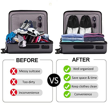 YAMIU 12PCS Shoe Bags for Travel - Large Dustproof Drawstring Shoes Pouch Packing Organizers for Men & Women, Black - style: 12 Pack - Black
