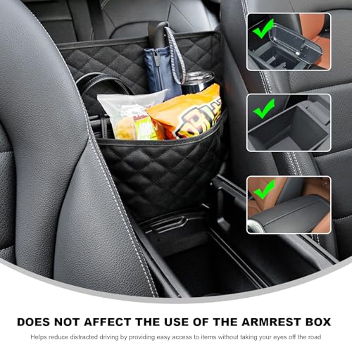 Car Net Pocket Handbag Holder, Large Capacity Automotive Purse Holder Organizer Between Two Seats, Leather Seat Storage Holders Barrier of Backseat Pet Kids, Car Accessories