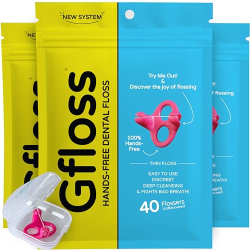 Gfloss Hands-Free Dental Floss - 120 Count (Pack of 3) + Light Travel Case - Easy to Use, Discreet Flossers for Adults | Travel Floss | Thin Soft Floss | PFAS-Free | Unwaxed - size: 120 Count (Pack of 1)
