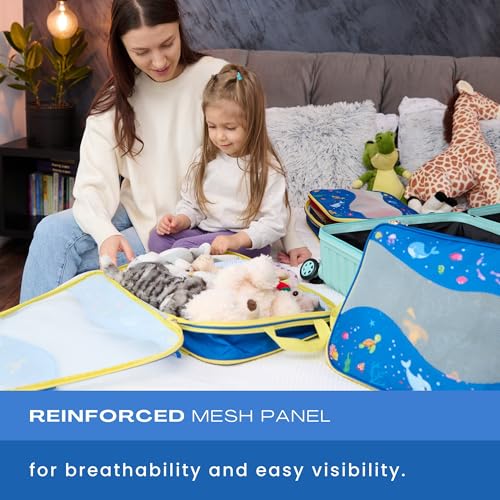 Kids Packing Cubes Compression, Luggage Packing Organization Cubes 4 Pack, Blue, 1 Small, 2 Medium, 1 Large, ocean blue - color: Underwater Sea World