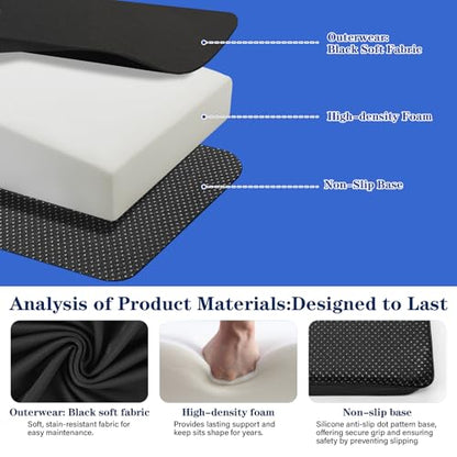 Car Seat Cushion High Density Foam Wedge Car Seat Cushions with Removable Extension pad for Short People to Improve Driving View for Long Driving Travel Washable Cover