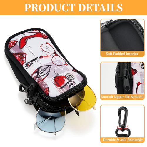 WOZEAH Double Eyeglass Case with 2 Compartments, Travel Eyewear Organizer for Two Pairs of Glasses - color: Redshoes