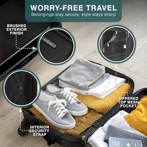 TRAVELARIM 28 Inch Luggage with Spinner Wheels, Hard Shell Suitcase with TSA Locks for Luggage, Travel Large Suitcase, Expandable Hard Shell Suitcases, Jet Black - color: Jet Black, size: Large 28-Inch Checked