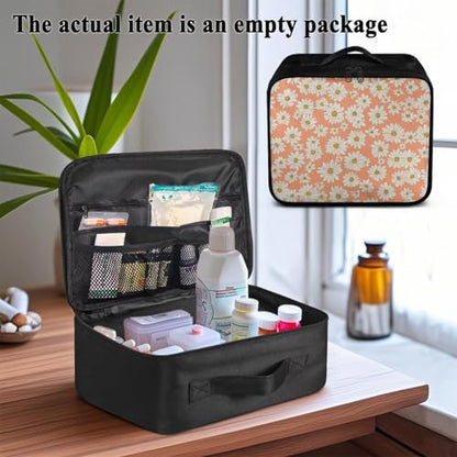 Empty First Aid Bag Daisy First Responder Case for Emergency Teams and Family Use Includes Modular Inserts Wear Resistant Zippers Breathable Back Panel - color: Daisy