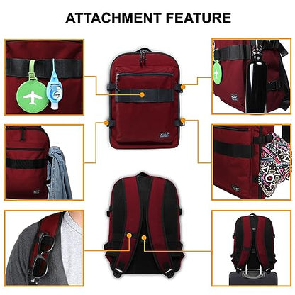 Underseat Carry-On Backpack Luggage, 15-inch Laptop Lightweight Backpack with trolley strap, Travel Commute Gym Sport, 17L Red Wine - color: Wine