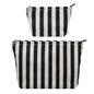 Travel Makeup Bag Set of 2, Preppy Striped Makeup Pouches for Purse, Jacquard Cosmetic Bags with Smooth Zipper Soft Lining, for Cosmetic Car Organizer, Daily, Gifts, Portable Large & Small Toiletrys - style: Striped Black Canvas