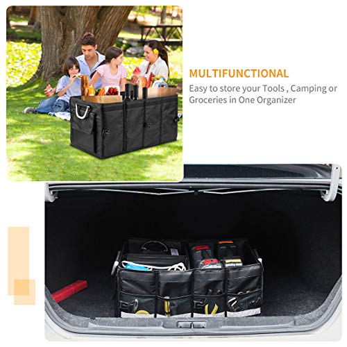 Car Trunk Organizer with Lid,Collapsible Car Trunk Storage Organizer,Multi-Compartment Car Organizer for auto, SUV, Truck, Minivan Black, X-Large