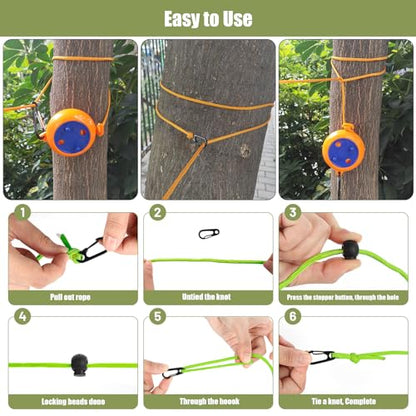 Portable Travel Clothesline Cord, Caudblor Adjustable 33ft Camping Clothes line, Laundry Drying Rope for Hotel Trip, Cruise, Outdoor/Indoor, with 12Pcs Stoppers, Windproof Clothespins - style: Light Green