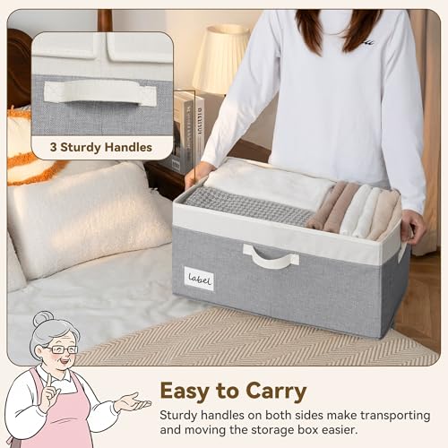 GRANNY SAYS Large Storage Bins with Lids, Fabric Closet Storage Bins for Clothes and Blankets, Decorative Storage Basket with Double-Open Lid, 63L, White&Gray, 1-Pack - color: Dark Gray&Ivory, size: Extra Large - 1 Pack