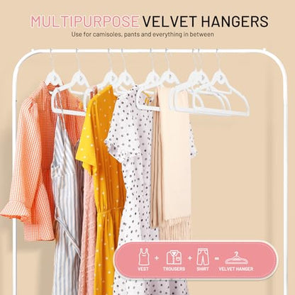 Velvet Stackable Hangers 30 Pack, STOPKLAS White Clothes Hangers Non Slip Felt Hangers with 360° Swivel Hook, Thin Hanger Space Saving, Heavy Duty Closet Hanger for Clothes, Coats, Suits, Dress, Pants - color: White