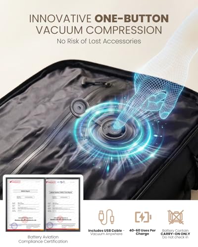 Fanwoli Rolling Vacuum Backpack Travel with One-Button Compression, 55L Expandable, Water Resistant Carry-On Suitcase Luggage, Ideal for Outdoor/Family/Trips - color: Green