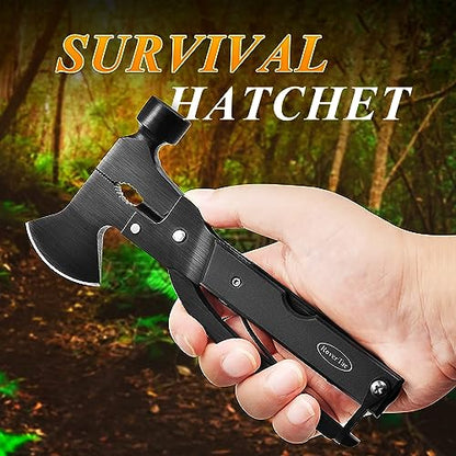 RoverTac 14-in-1 Multitool Camping Axe – Multi Tool with Knife, Hammer, Saw, Screwdrivers, Bottle Opener – Camping Tool with Sheath – Tool Gifts for Men, Dad, Husband, and Outdoor Enthusiasts. - color: Black