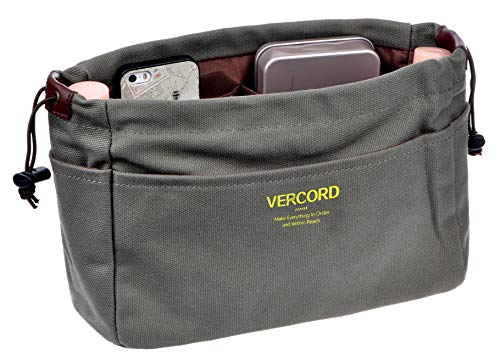 Vercord Canvas Handbag Organizers, Sturdy Purse Insert Organizer Bag in Bag, 10 Pockets Color Army Green Small - color: Color Army Green, size: Small