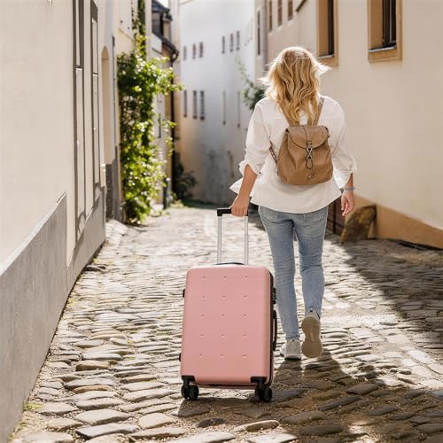 Merax Luggage Sets 5 Piece, Hardside 20" Half-opening Carry On Suitcase Set with USB Port,Lightweight Travel 24" 28" Luggage with Bags TSA Locks Double Spinner Wheels,Light Pink - color: Light Pink, size: 3 piece(20front open+24+28+bags)