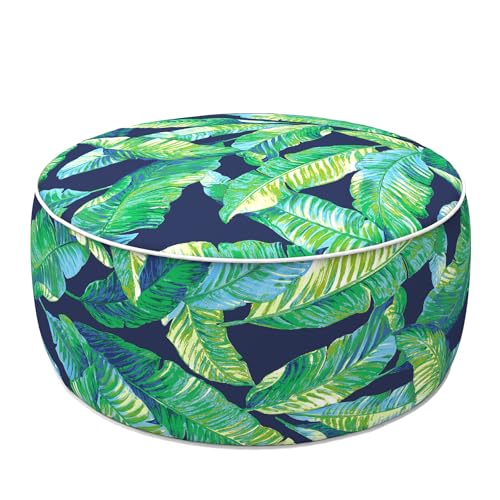 LVTXIII Indoor/Outdoor Inflatable Ottoman with Handle D21 x H9 Inch, Weather-Resistant Round Footstool Pouf for Patio Camping Living Room, Portable Footrest Extra Seating, Hanalei Lagoon - color: Hanalei Lagoon, size: 21"D x 21"W x 9"H