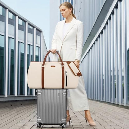 Convertible 2-in-1 Garment Bags for Travel, 50L Carry On Garment Duffle Bag With Shoe Compartment Large Weekender Bag for Women Men Hanging Suitcase Suit Travel Duffel Overnight Bags - color: 1-Off White