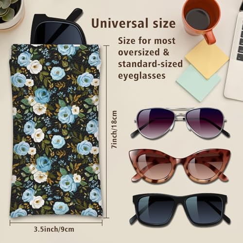 Eyeglass Cases 4 Pack,Boho Floral Pattern Sunglasses Case,PU Leather Soft Eye Glass Pouch for Women Men Student - color: Red
