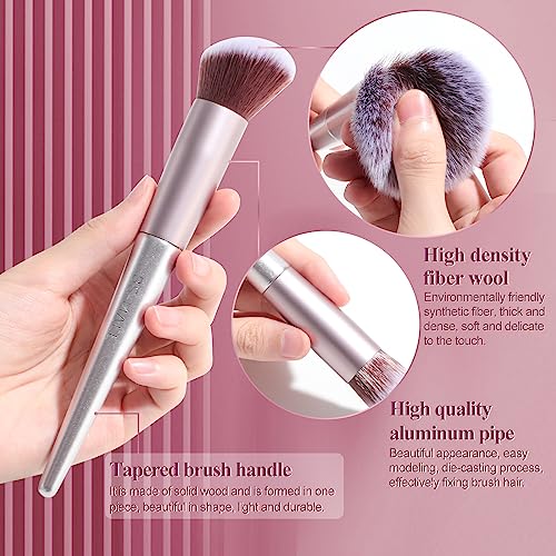 BS-MALL Makeup Brush Set 18 Pcs Premium Synthetic Foundation Powder Concealers Eye shadows Blush Makeup Brushes with black case - color: C-Purple