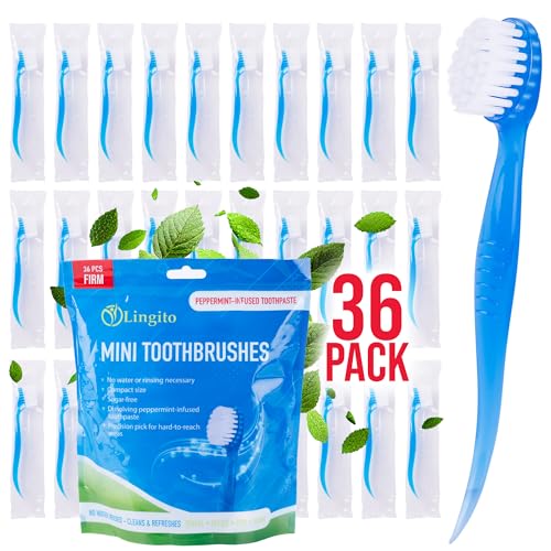 Bulk 36-Pack Mini Toothbrush Set - Prepasted, Hard Bristles with Individually Wrapped Disposable Toothbrush - style: 36 Pack Prepasted Mini Toothbrush - Hard