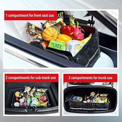 Farasla Waterproof Trunk Organizer with Insulated Leakproof Cooler Bag, Foldable Cover, Adjustable Securing Straps (Black) - color: Black