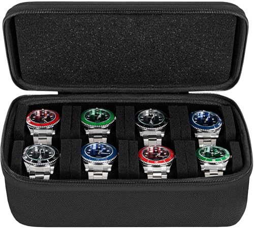 8 slots watch storage box, portable hard watch travel box, watch storage display storage box, padded watch portable box for watches - size: 8 Slots