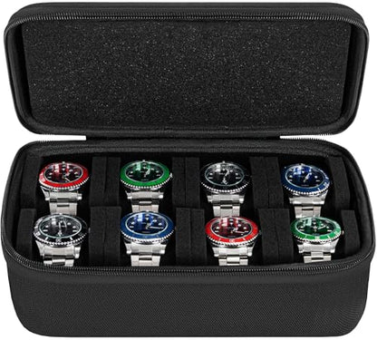 8 slots watch storage box, portable hard watch travel box, watch storage display storage box, padded watch portable box for watches - size: 8 Slots
