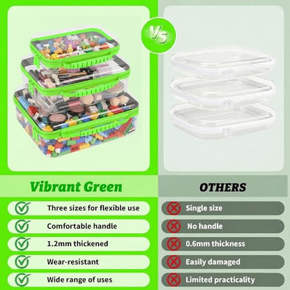 3 Pack Clear Hard Shell Zipper Cases with Handle, Waterproof Toiletry Bag for Travel, Diaper Bag Organizer Pouches, Nesting Pouches for Makeup, Toys, Snack Pouches, Stationery (Green) - color: Green