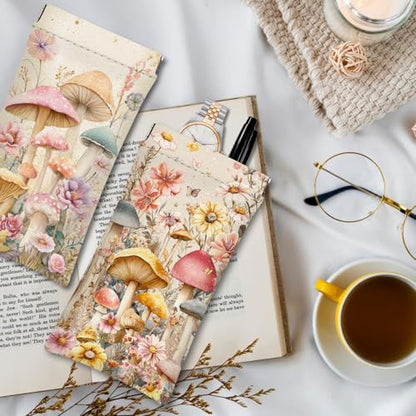 Eyeglasses Sunglasses Case PU Soft Squeeze Top Glasses Pouch for Women Student,Floral Pattern Portable Anti Scratch - color: Pink-mushroom02