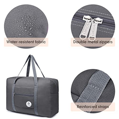 For Spirit Airlines Personal Item Bag Foldable Travel Duffel Bag Tote Carry on Luggage Duffle Overnight for Women and Men - color: 1112 Grey
