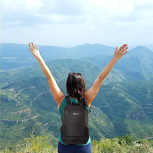 VPBAGE 15L Water-resistant Hiking Daypack, Small Backpack Travel Outdoor, Lightweight Day Pack with Tool Loops - color: Blinking Black