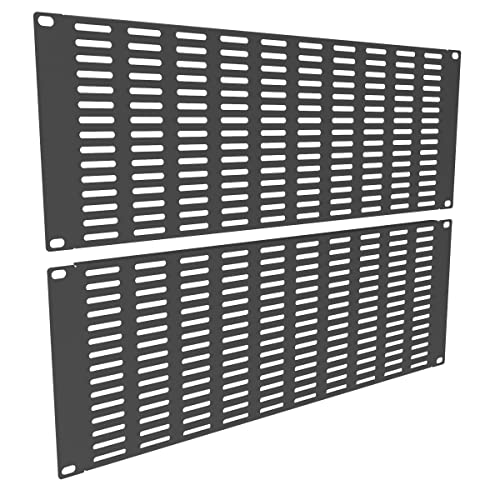 2 Pack of 4U Vented Blank Panel - Metal Rack Mount Filler Panel for 19in Server Rack Cabinet or Enclosure, Black (4U) - size: 4U