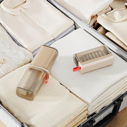 VITVITI Travel Soap Case Container, Portable Toothbrush Travel Case Dish Tray, 7.88 Inch Toothpaste Traveling Toothbrush Holder Set with Cover for Trip/Bathroom/Camping, Clear Coffee - color: Gray Coffee