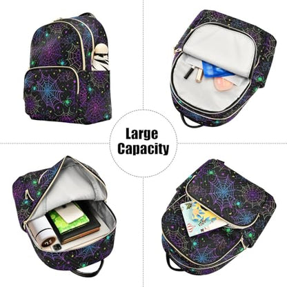 Women Fashion Backpack Purse Casual Lightweight Travel Shoulder Bag Goth Bat Spider Web Rucksack Ladies Bag, Small - color: Color 03, size: Small