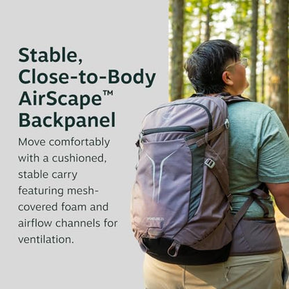 Osprey Sportlite 25L Lightweight Hiking Backpack for Men and Women - Everyday Hiking Bag - Travel Daypack, Extended Fit - color: Graphite Purple, style: 25l - Extended Fit