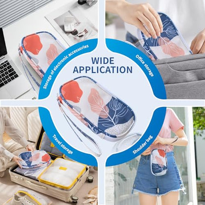 Electronics Organizer Travel Case, Cable Organizer Travel Essentials Tech Pouch,Suitable for Charger, Cable, Phone，Flash Drive,Desert leaf - color: Desert leaf