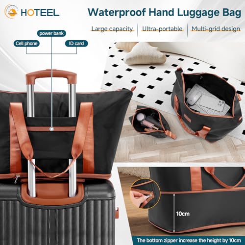 Hoteel Luggage 6-piece Set, 360° Universal Suitcases with Wheels Hard Shell Suitcase with TSA Lock, Including Waterproof Luggage Bag, Travel Maletas for Men and Women,Black(16/20/24/28Inch) - color: Black, size: 6 Piece Set (16/20/24/28/Expandable DB/TB)