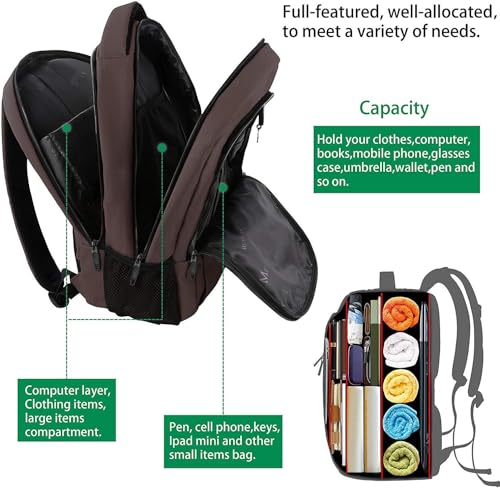 MATEIN 32L Laptop Backpack, Water Resistant School BookBag Fits 15.6 Inch Laptop Computer, Sturdy Personal Item Bag Casual Travel Daypack Carry on Underseat Luggage Backpack for Airlines, Brown - color: Tawny Brown, size: 15.6 Inch