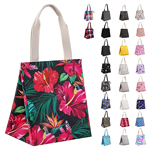 iknoe Lunch Bag Insulated Lunch Bags for Women & Men, 9L Reusable Lunch Tote, Portable Adult Thermal Large Lunch Cooler for Work Picnic Beach (Botanic) - color: botanic, size: Velcro Closure